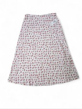 Small White Cherry-Print A-Line Women's Skirt